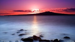 sunset landscape sunlight Sea stones clouds nature sky water