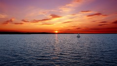 Sunset Landscapes ships Sea