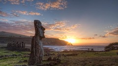 Sunset moai Photo manipulation artwork