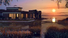 Sunset modern House architecture lakes houses outdoors
