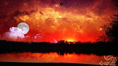 Sunset moon planets