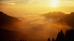 Sunset Mountains Landscapes mist