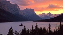 Sunset national park glacier national park saint mary lake