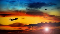 Sunset nature Aircraft skyscapes