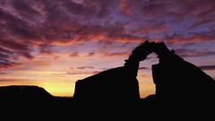 Sunset nature arch south highlands iceland