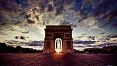 Sunset nature clouds France architecture arches historical 