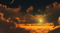 Sunset nature clouds moon skyscapes