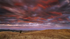 Sunset nature fire storm California
