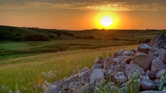 Sunset nature hills fields