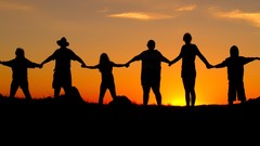 Sunset nature human chain