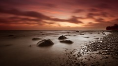Sunset nature ocean rocks Beaches