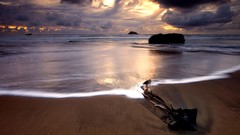 Sunset nature Oceans Beaches