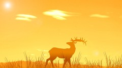 Sunset nature orange deer minimalistic