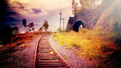 Sunset nature railroad tracks