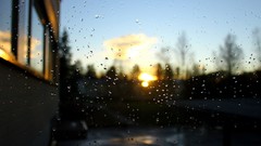 Sunset nature rain bokeh window panes