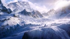 Sunset nature snow winter Mountains clouds scenic skyscapes