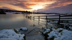 Sunset nature snow winter water