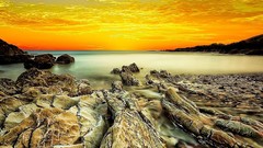 Sunset nature sun Mountains clouds orange rocks skies