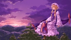 Sunset nature Trees Mountains clouds dress hats gap Ribbons 