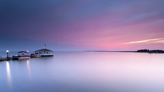 Sunset nature water ocean exposure lights calm Boats evening 