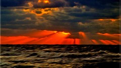 Sunset nature water sun paintings drawings sun rays skies