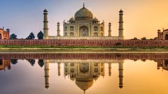 Sunset nature water Taj Mahal