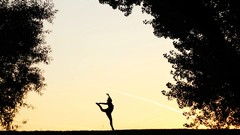 Sunset nature woman dance silhouettes models