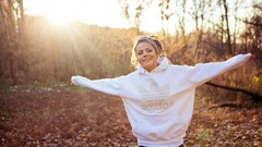 Sunset nature woman faces hoodies blondes