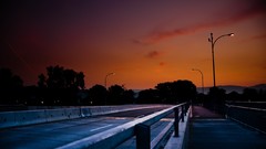 Sunset night asphalt roads