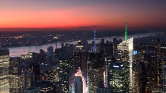 Sunset night City Lights buildings cityscapes