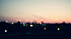 Sunset night clouds bokeh cities skies