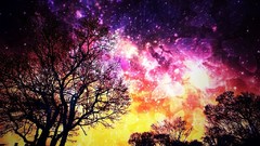 Sunset night Stars clouds sky abstract artist scenic