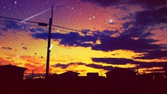 Sunset night Stars clouds sky artist scenic