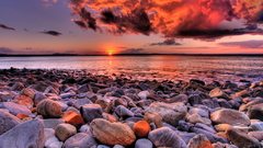 Sunset ocean clouds coast