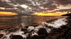 Sunset ocean clouds Landscapes