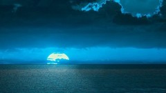 Sunset ocean clouds moonlight