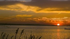Sunset ocean clouds nature