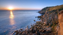 Sunset ocean nature cliffs