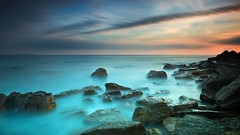 Sunset ocean rocks Beaches