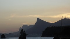Sunset ocean Seaside silhouettes Rio de Janeiro Brazil 