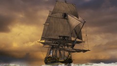 Sunset ocean ships sailing sails sail ship