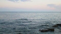 Sunset ocean shore skyscapes