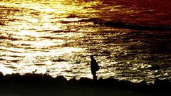 Sunset ocean silhouettes Beaches