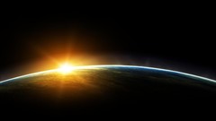 Sunset outer space orbit