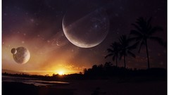 Sunset outer space planets