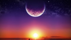 Sunset planets outer space