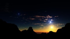 Sunset planets outer space