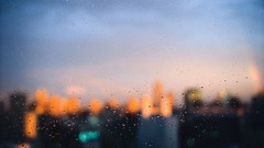 Sunset rain rainbows window