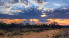 Sunset Rays nature clouds Wild plateau near