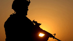 Sunset rifle soldiers photography